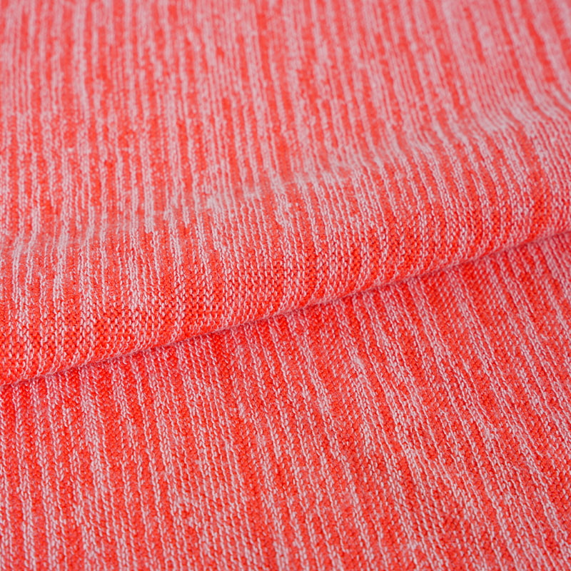 100%T Red Coralle Melange Textura Thick Needle Fabric