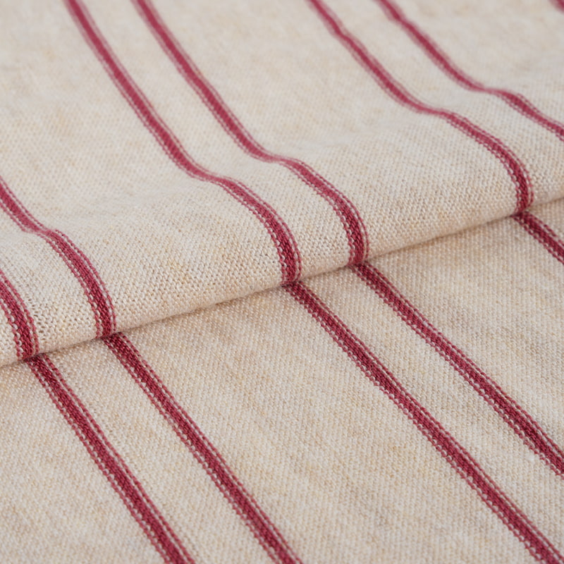 Cream And Red Stripe Heavy Weight Thick Needle Fabric